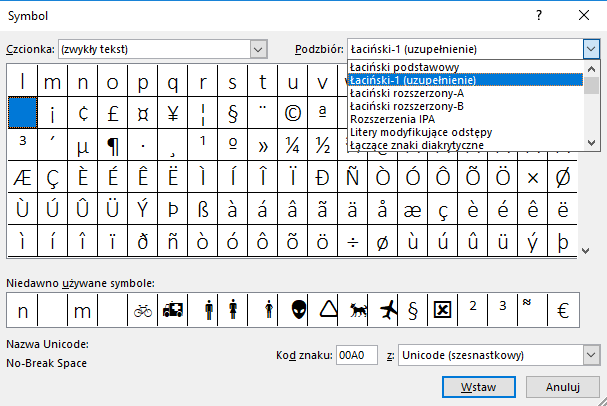 Twarda spacja w dokumentach MS Word, LibreOffice i OpenOffice Writer