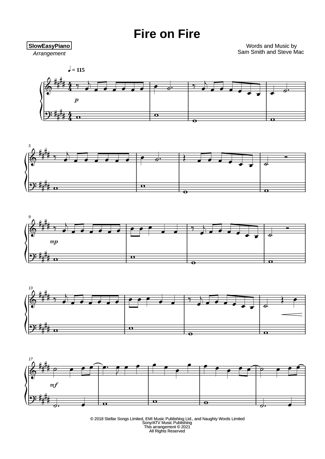 Sam Smith Fire on Fire (EASY) Claivert's Piano x SlowEasyPiano