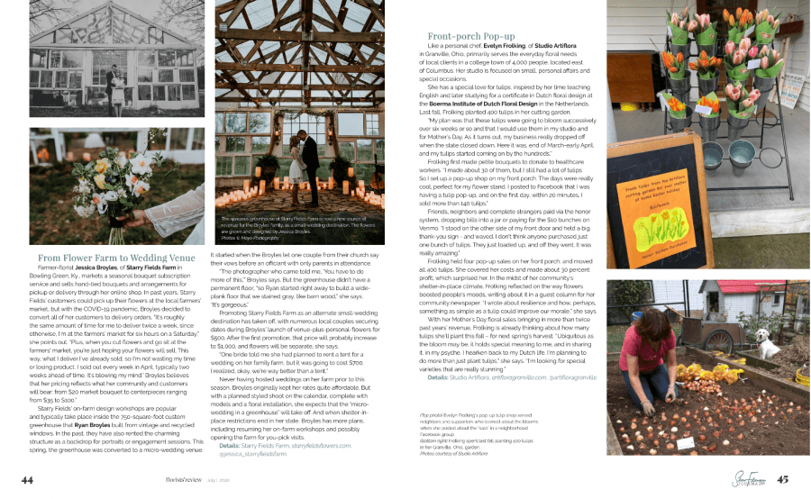 July 2020 Slow Flowers Journal in Florists' Review Designer's Choice