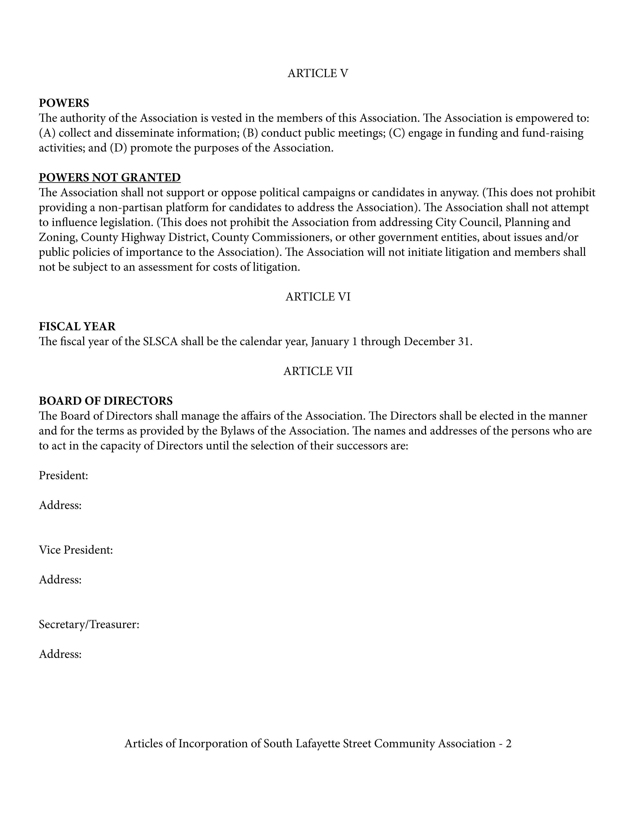 South Lafayette Street Community Association