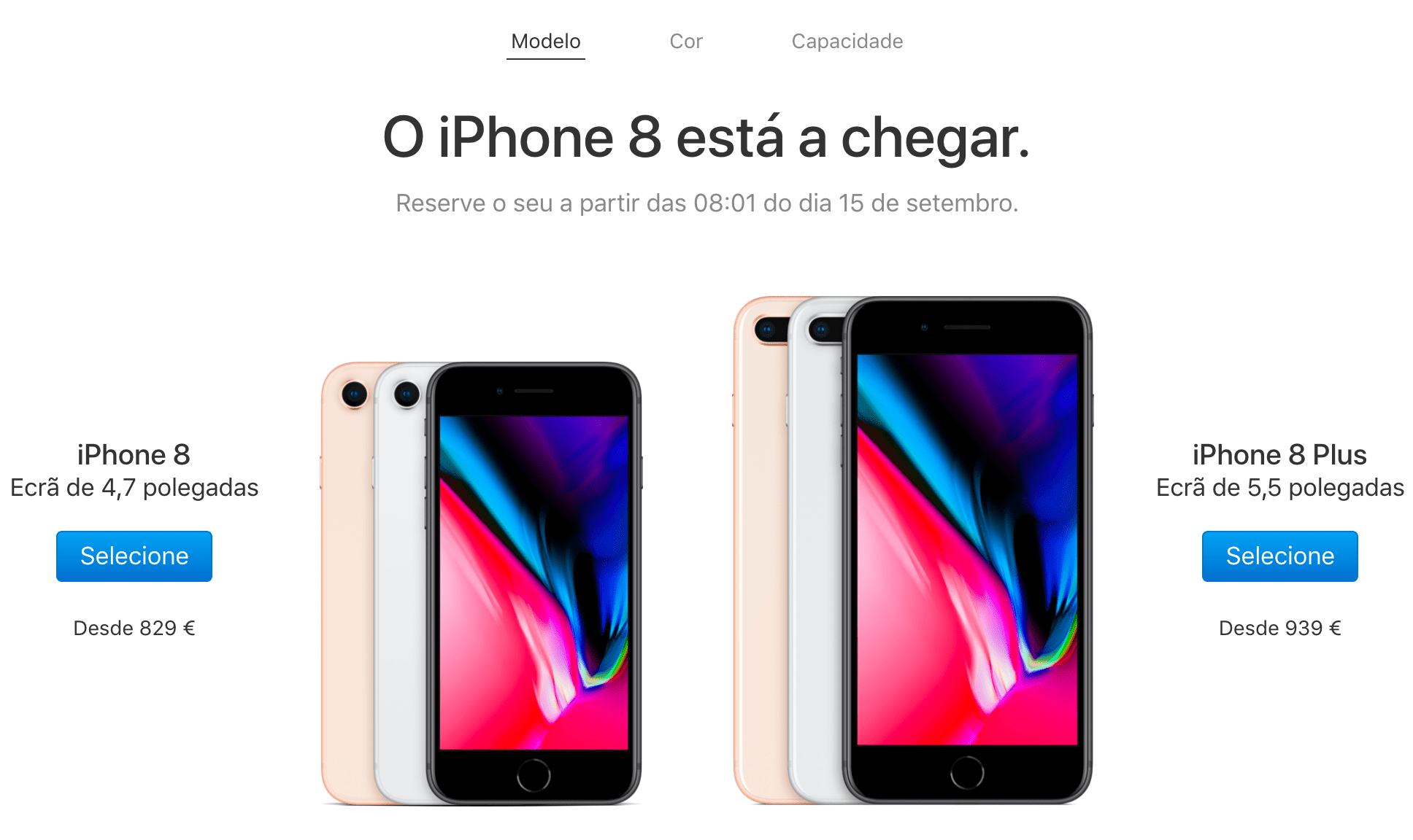 iPhone 8 e iPhone 8 Plus Preço e data em Portugal