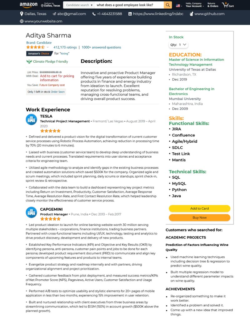 Amazon Recruiter Gives A Reality Check After Techie’s Creative Resume