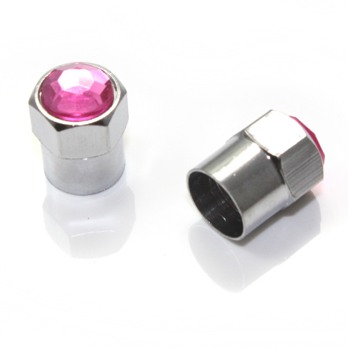 2 Bling Crystal Pink Diamond Tire/Wheel Air Stem Valve CAPS for