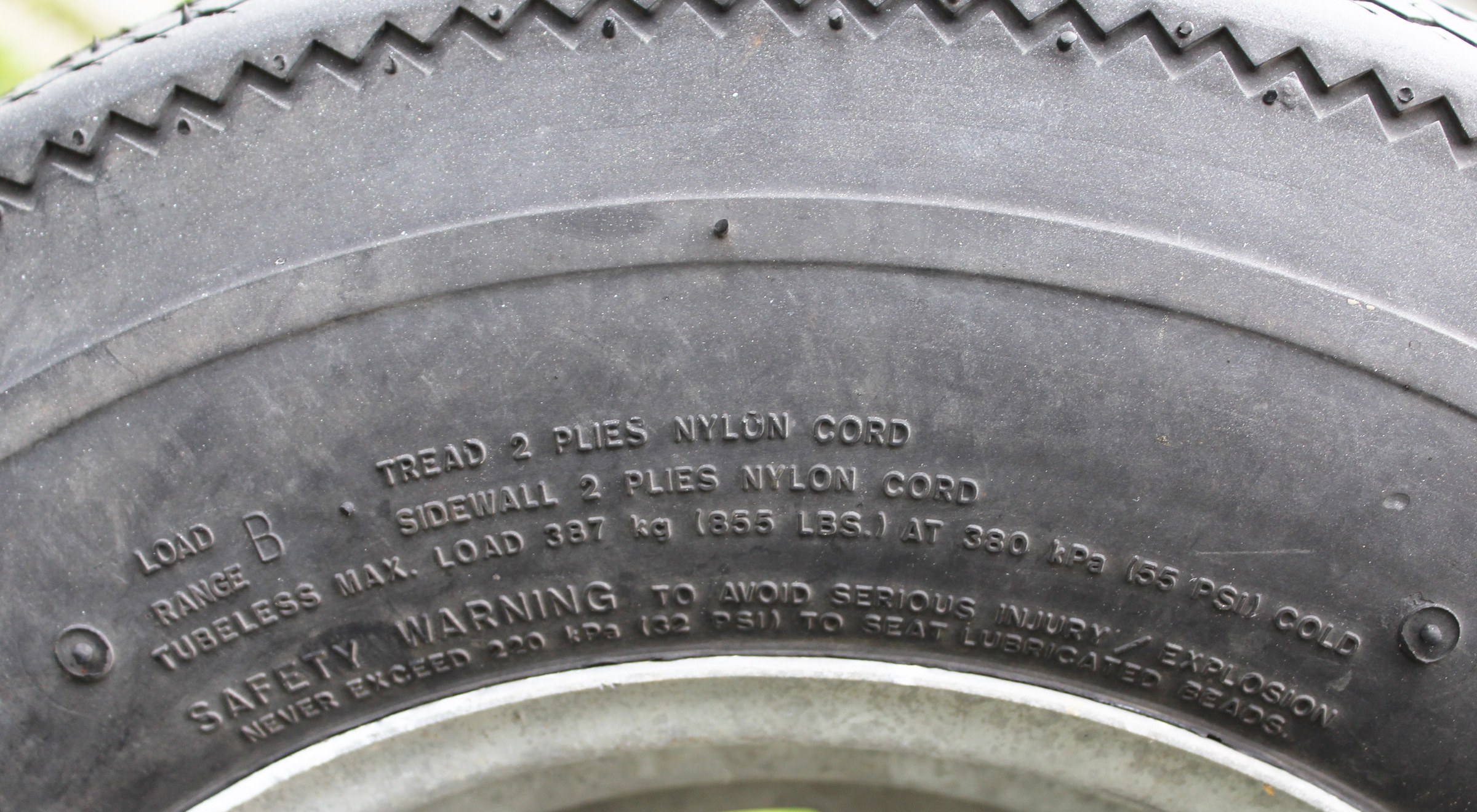 Boat Trailer Tire Sizes Chart