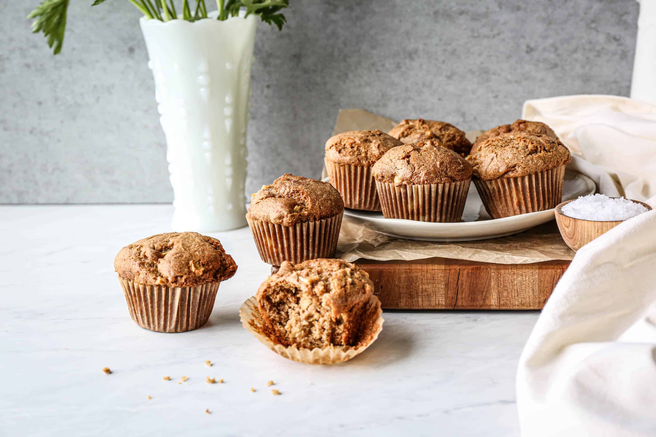 a plate full of gluten free apple spice muffins