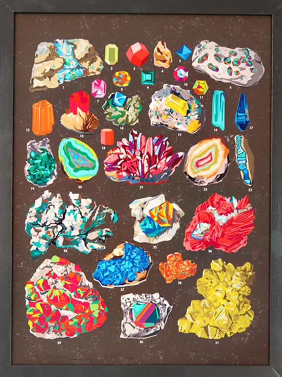 Gem and Crystal Illustrated Chart Art Print on Etsy Cool Kids Decor Small for Big