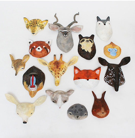 Abigail Brown Art Paper Mache Animal Masks Kids Wall Decor Small