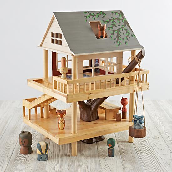 Land of Nod Holiday Toys Forest and Camping Treehouse Handpainted