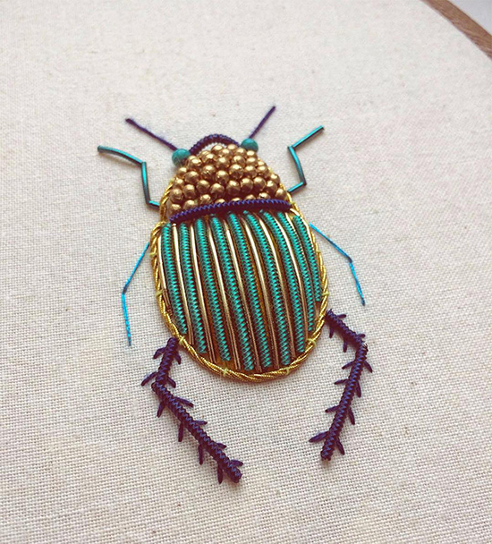 Embroidered Art Beaded Bugs Insect Artwork Small for Big
