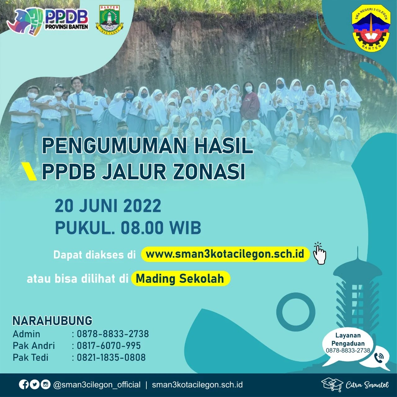 Pengumuman PPDB 2022 jalur zonasi SMA Negeri 3 Cilegon