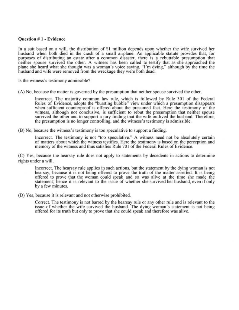 MBE Practice Questions