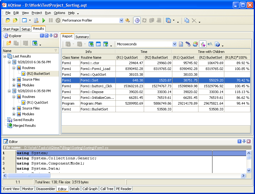 Bucket Sort vs. Quick Sort. Which Is Faster? AQtime Be the Judge.