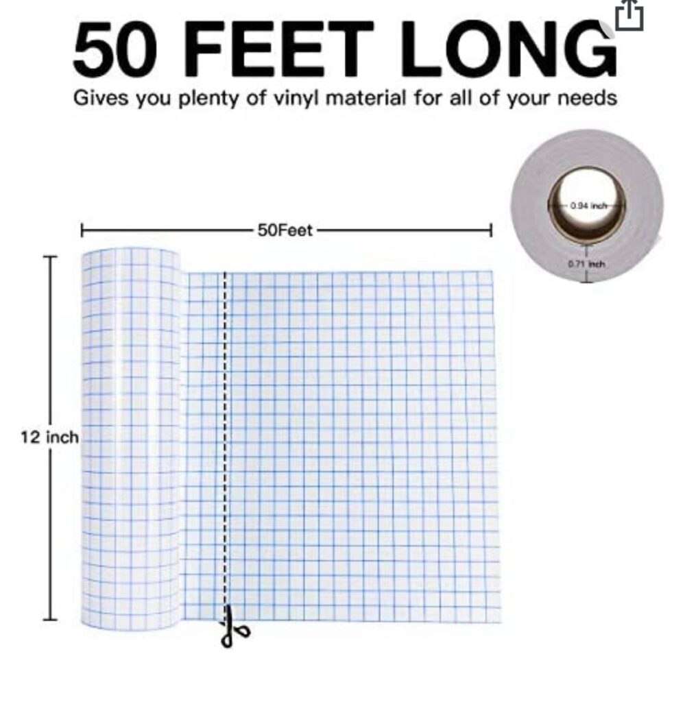 Clear Vinyl Transfer Paper Tape w/Blue Alignment Grid