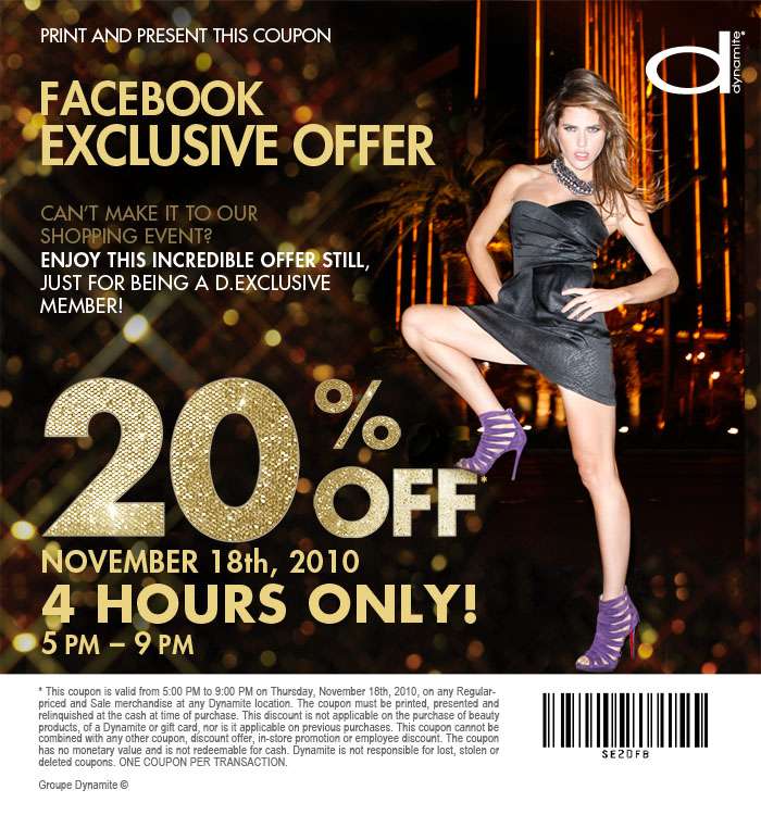Dynamite 20 Off on Nov. 18, 2010 5 9 PM *Printable Coupon