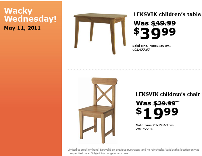 IKEA Canada Wacky Wednesday Deals May 11 Canadian Freebies