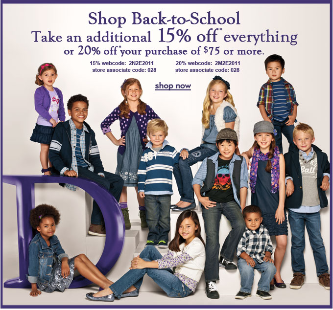 Childrens Place Canada 15 off everything Back To School Sale