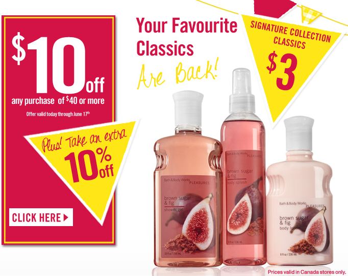 Bath and Body Works Canada 10 Off 40 and Save an Extra 10 Printable