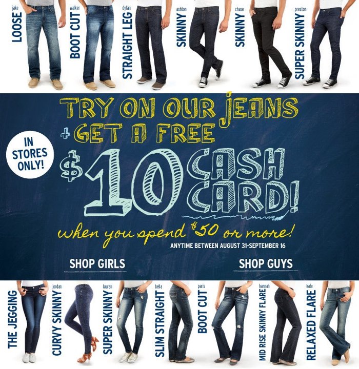 Bluenotes Canada Get a 10 Cash Card for Trying on Jeans Canadian