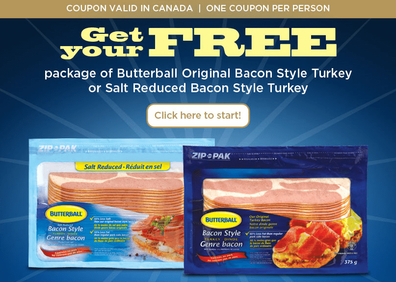 Butterball Turkey Bacon FREE or 1 Coupon Through saver Canadian