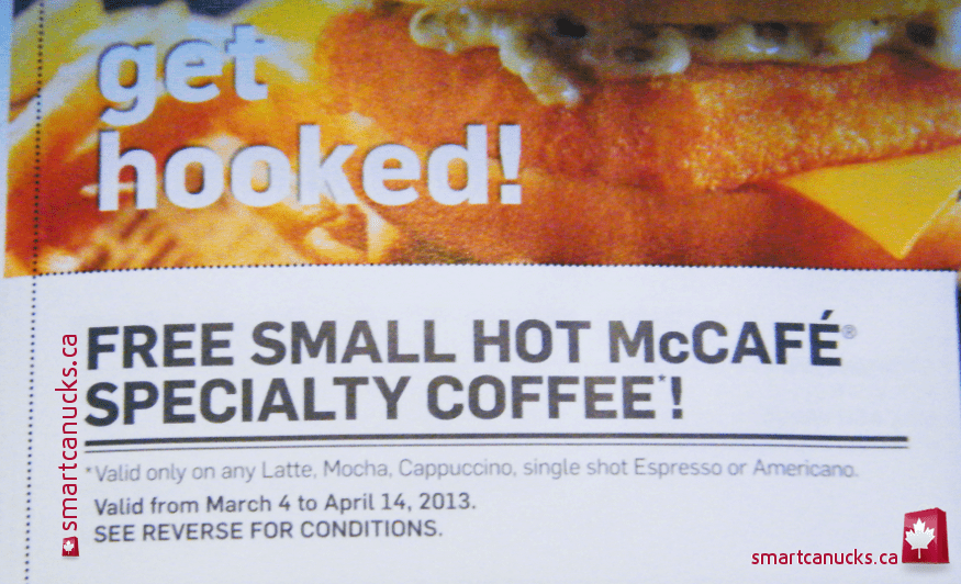 McDonalds New CRAVE Coupon Book with FPC Small McCafe Canadian
