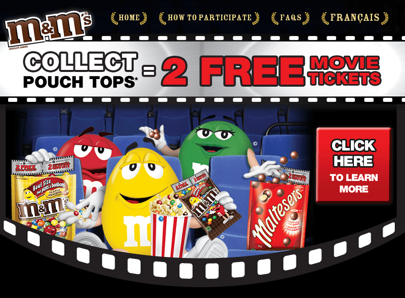 M&Ms Pouch Tops Movie Offer Back For 2013 Canadian Freebies, Coupons