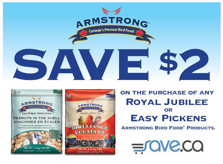 Canadian Coupons Save 2 on Armstrong Bird Food Through Save.ca