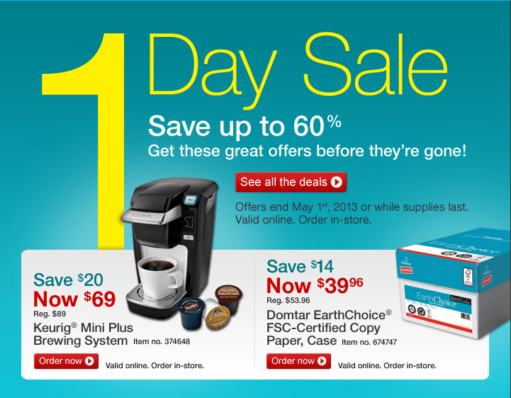 Staples 1 Day Sale Save up to 60 Off Canadian Freebies, Coupons