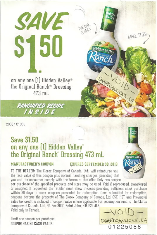0.49 Hidden Valley Ranch Dressing With Coupon at Metro Ontario June