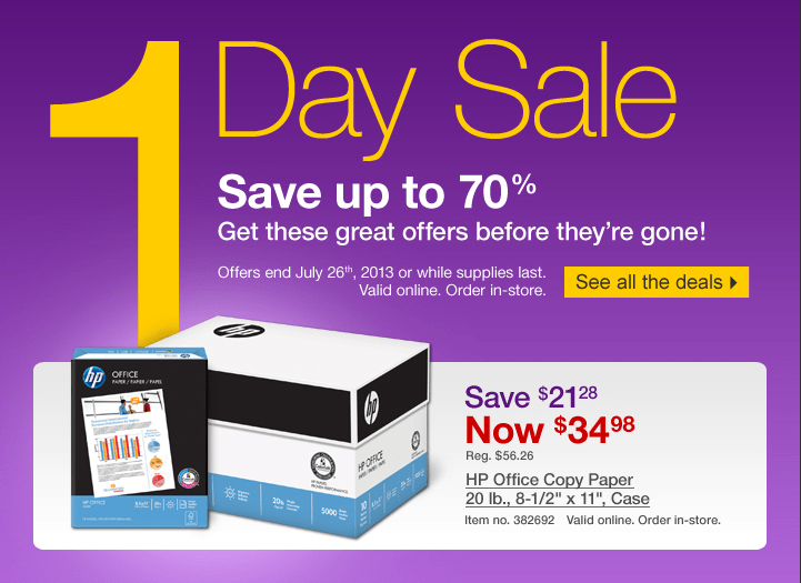 Staples One Day Deals Online Only Sale Canadian Freebies, Coupons