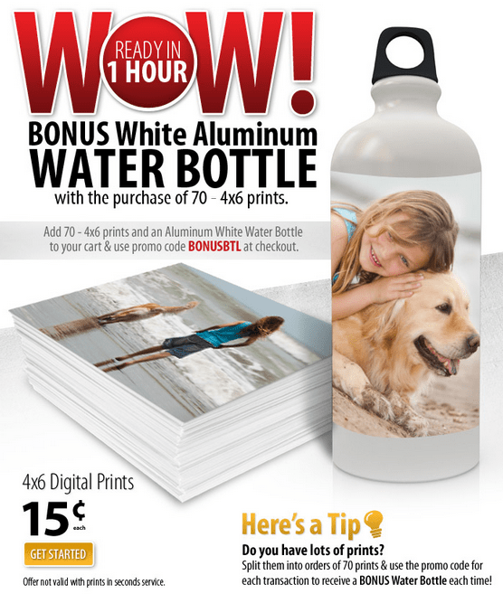 Walmart Photo Centre FREE Custom Water Bottle When You Buy 70 Prints Canadian Freebies