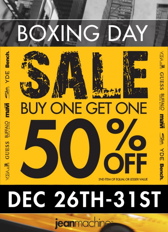 Jean Machine Canada Boxing Day Sales 2013 Buy One Get One 50 Off