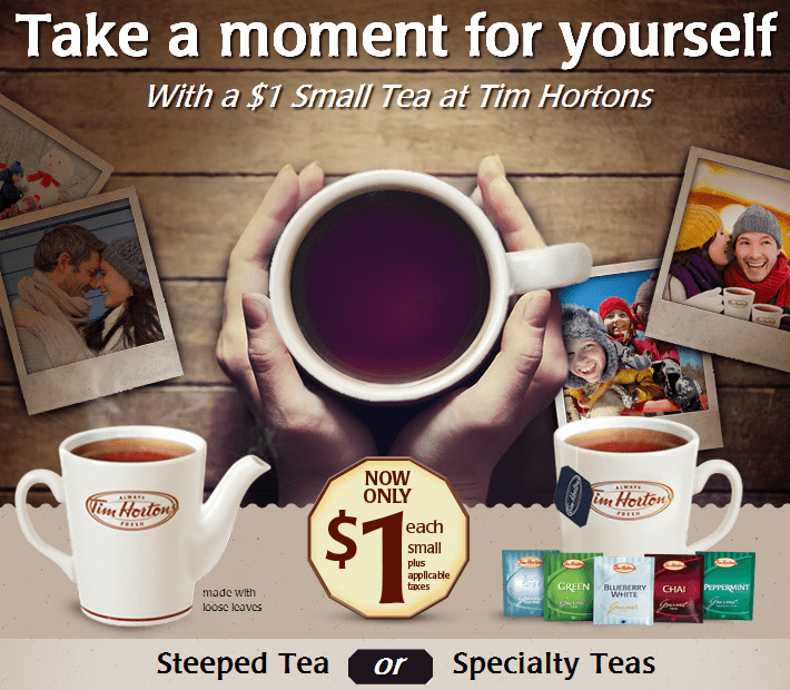 Tim Hortons Canada Offers 1 Small Specialty or Steeped Tea Canadian