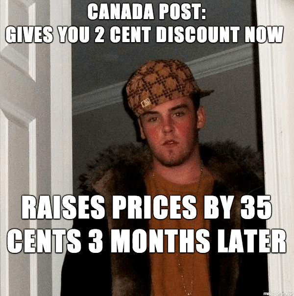 Canada Post is accepting all standard lettermail at a reduced rate of