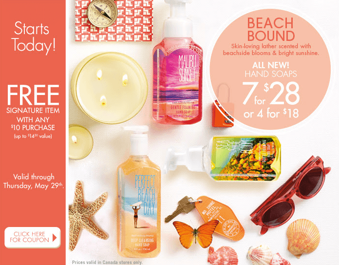 Bath & Body Works Printable Coupon Free Gift With 10 Purchase