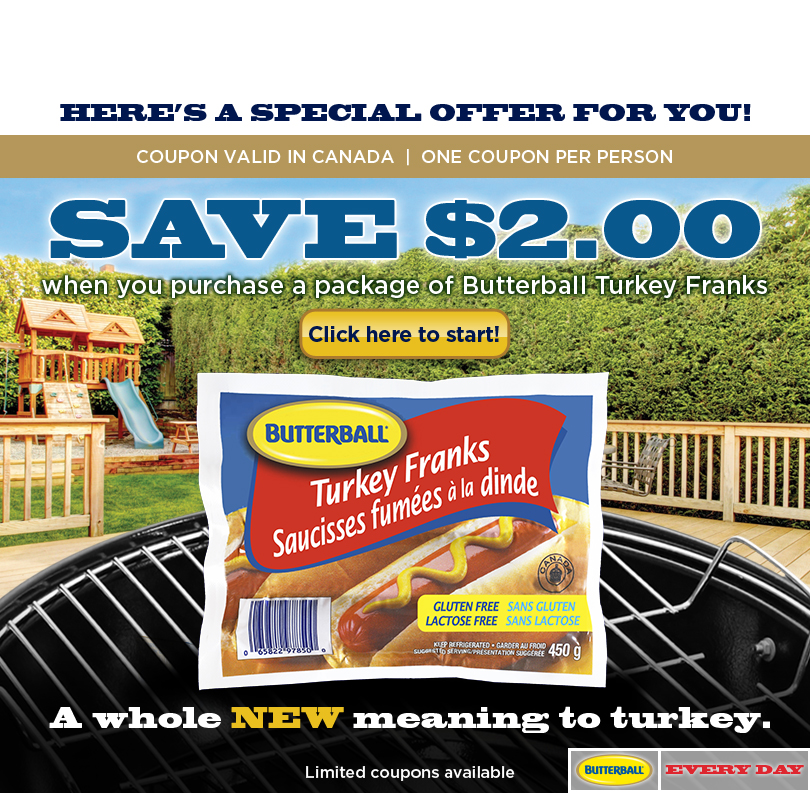 Canadian Coupons Save 2 on Butterball Turkey Franks Canadian