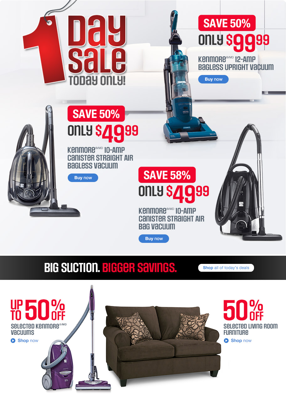 Sears Canada Online 1 Day Sale Save up to 58 Off Kenmore Vacuums