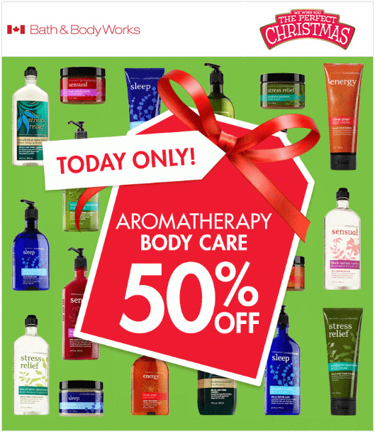 Bath & Body Works Canada Offers Get 50 off all Aromatherapy, Today Canadian Freebies
