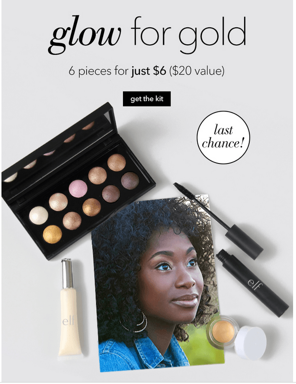 e.l.f. Cosmetics Promo Code Sale Glow For Gold Set for 6 (a 20 Value