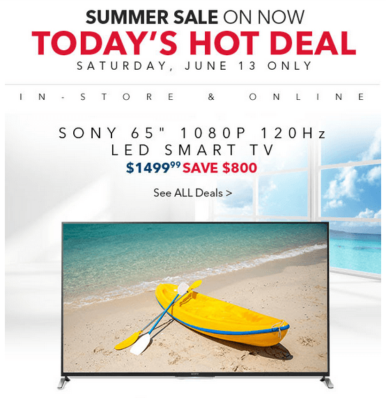 Best Buy Today's Hot Deals Sony LED Smart TV. Save 800! Canadian