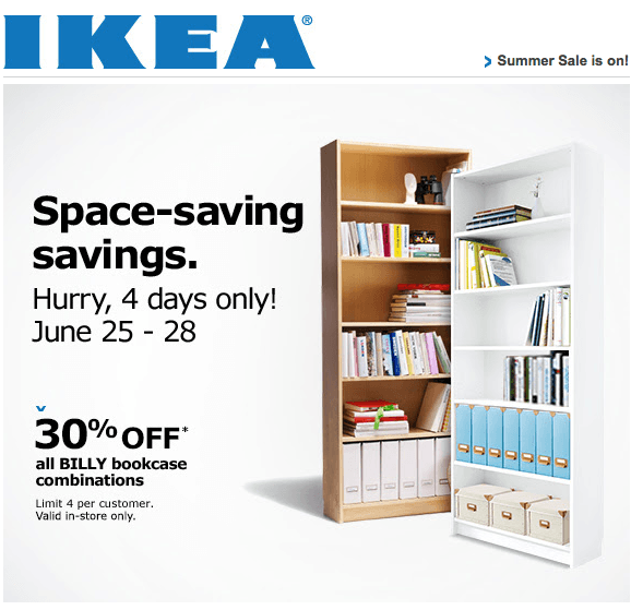 Ikea Canada Weekend Offers Save 30 On all Billy Bookcase Combinations + Up To 50 Off Summer