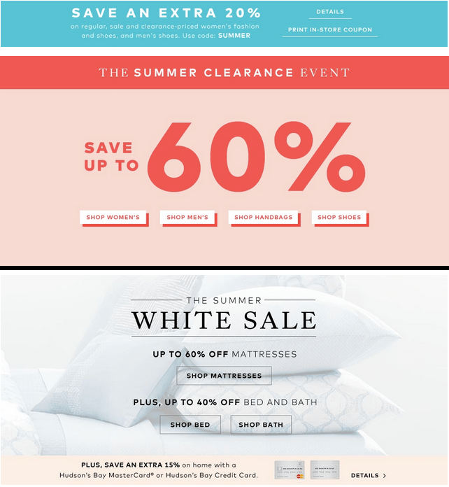 Hudson's Bay Canada Offers Save An Extra 20 Off, Up To 60 Off Summer