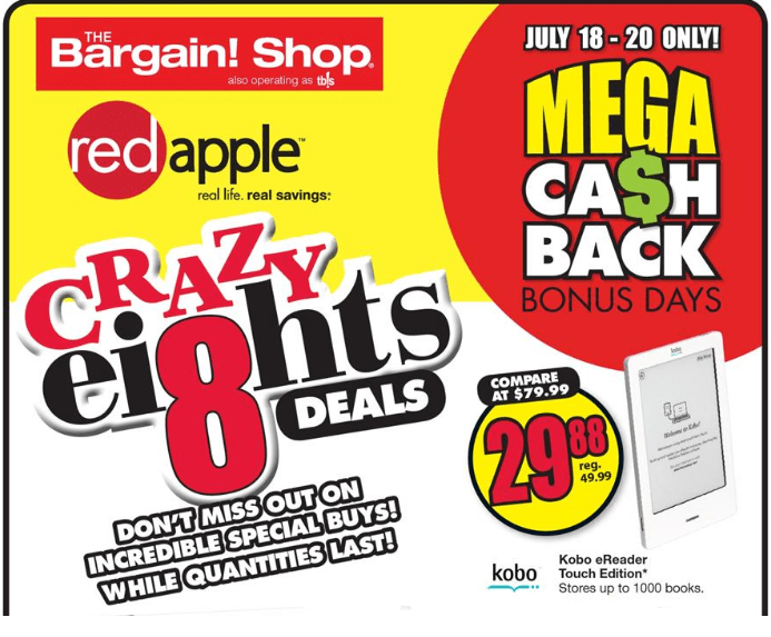 The Bargain Shop / Red Apple Canada Kobo Touch Only 29.88 July 1820