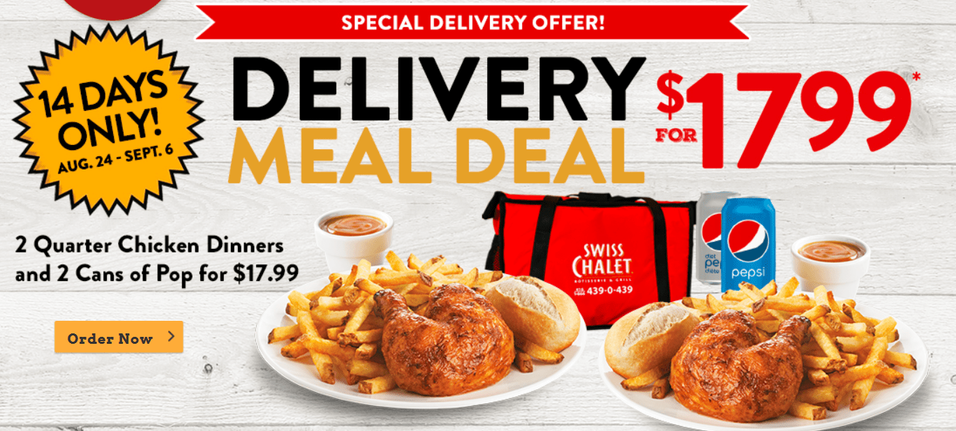 Swiss Chalet Canada 2 Can Dine Offer 14.99 for 2 Quarter Chicken