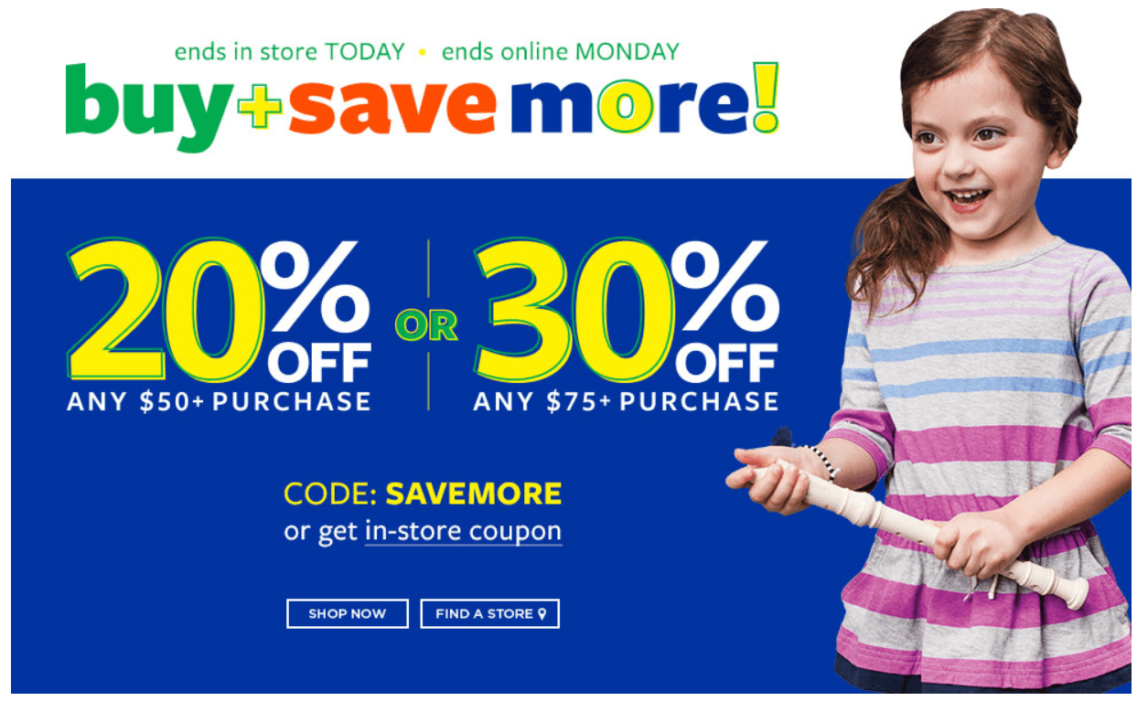 Carter's OshKosh Canada Buy More Save More Sale Up to 30 Off Your Purchase Canadian Freebies