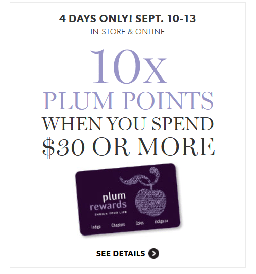 Chapters Indigo Canada Deal Earn 10x The Plum Points On Purchases Over
