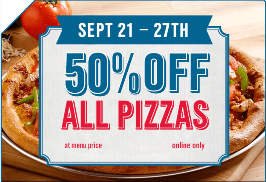 Domino's Pizza Canada Deals Save 50 Off All Pizzas At Menu Price This