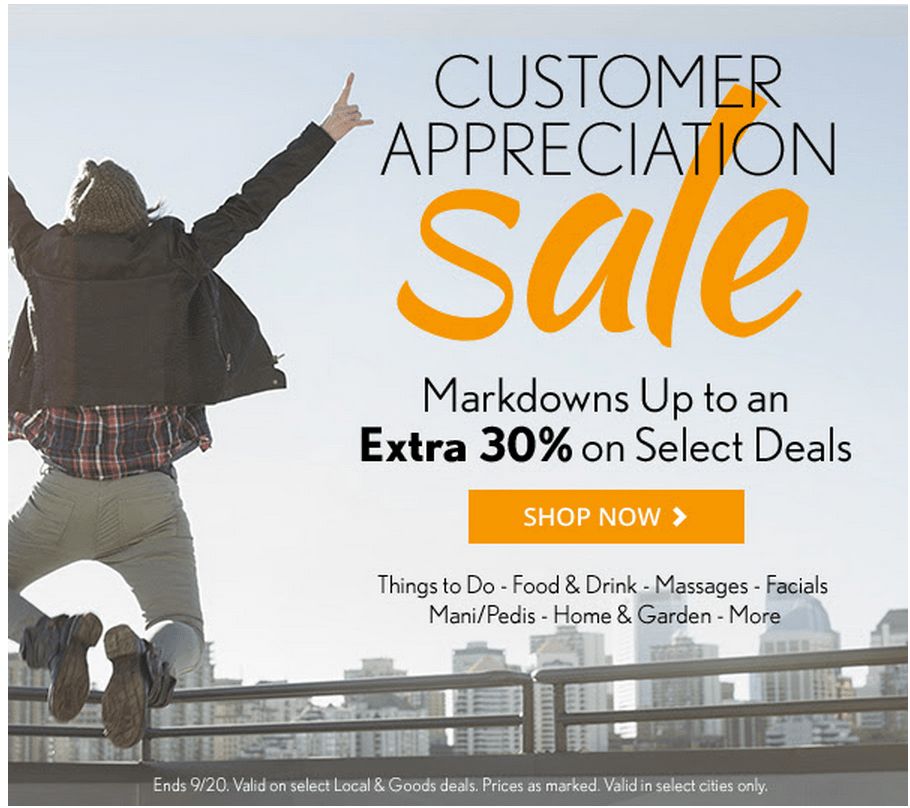 Groupon Canada Customer Appreciation Sale Markdowns Up To An Extra 30
