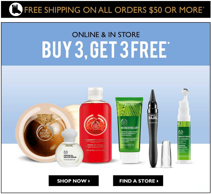 The Body Shop Canada Offers Buy 3, Get 3 FREE + Free Shipping On All
