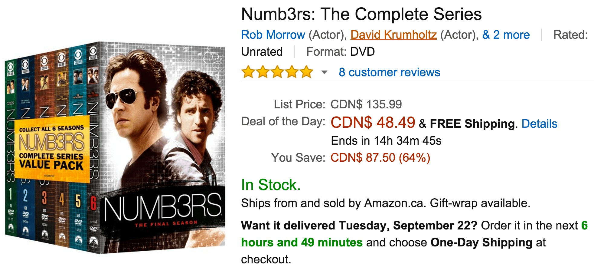Amazon Canada Deals Of The Day Save 64 On Numb3rs The Complete Series & More Canadian