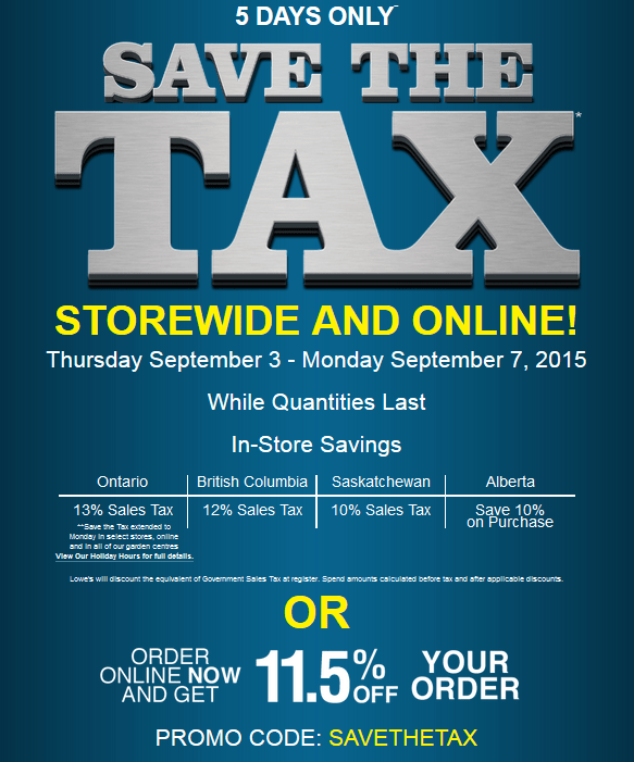 Lowe's Canada Save The Tax Event Save Up To 13 Off Online & InStore